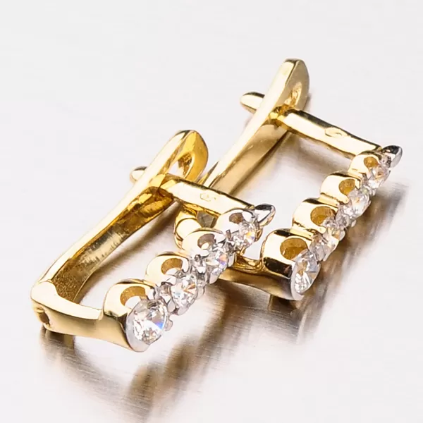 Zlaté náušnice se zirkony 42-3823