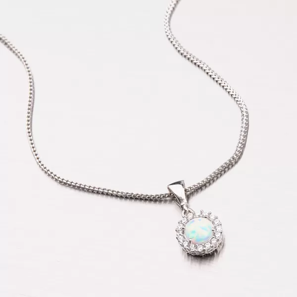 Přívěsek s opálem z bílého zlata 13-235