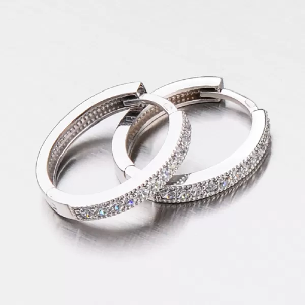 Náušnice oválky se zirkony v bílém zlatě 12-338