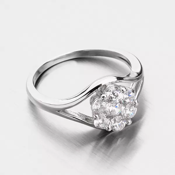 Stříbrný prsten s květinou ze zirkonů RXX07140094