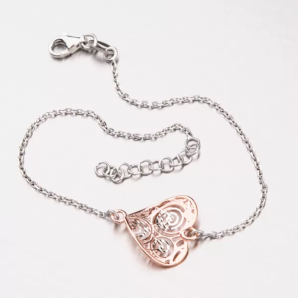 Stříbrný náramek se zlaceným srdíčkem 92003043-56-SLX