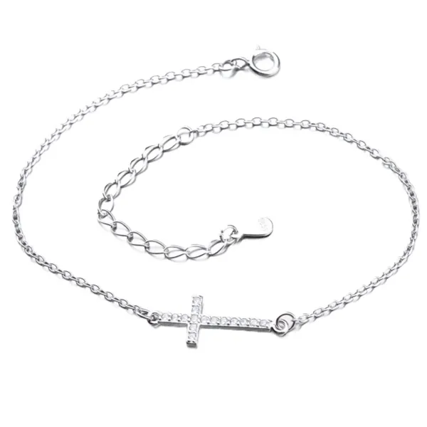 Dámský náramek stříbro 925 zirkon křížkem BST-14356