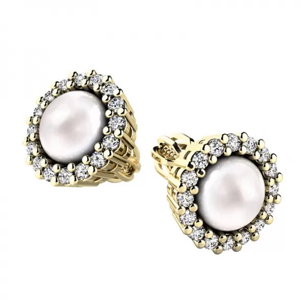 Perlové náušnice se zirkony 10930-ZL-ZIR-FW