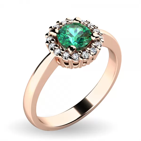 Dámský prsten se smaragdem a brilianty 10924-B-SMAR
