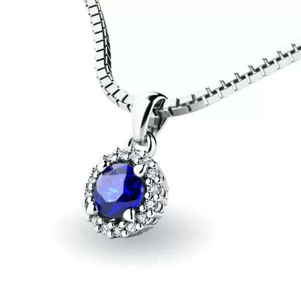 Luxusní přívěsek se safírem a diamanty 10927-B-SAF