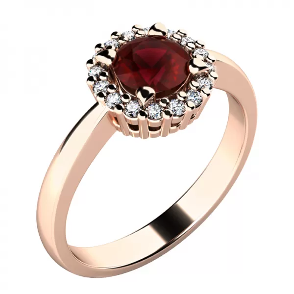 Dámský prsten s granátem a brilianty 10924-B-GRA