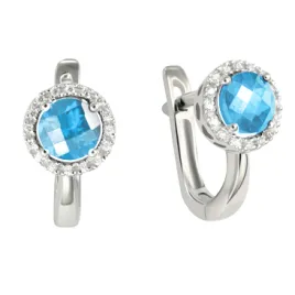 Dámské náušnice bílé zlato 585/1000 přírodní diamant 1.00 ct a topaz GKW47232TPZ