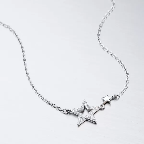 Stříbrný náhrdelník se zirkony SST-15888