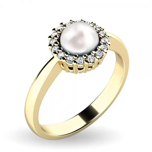 Perlový prsten s diamanty 10928-ZL
