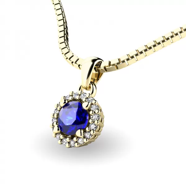 Luxusní přívěsek se safírem a diamanty 10927-ZL-SAF