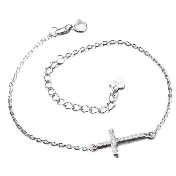 Dámský náramek stříbro 925 zirkon křížkem BST-14406