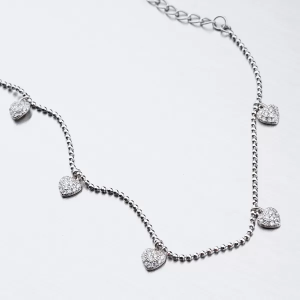 Stříbrný náramek se srdíčky BST-14413