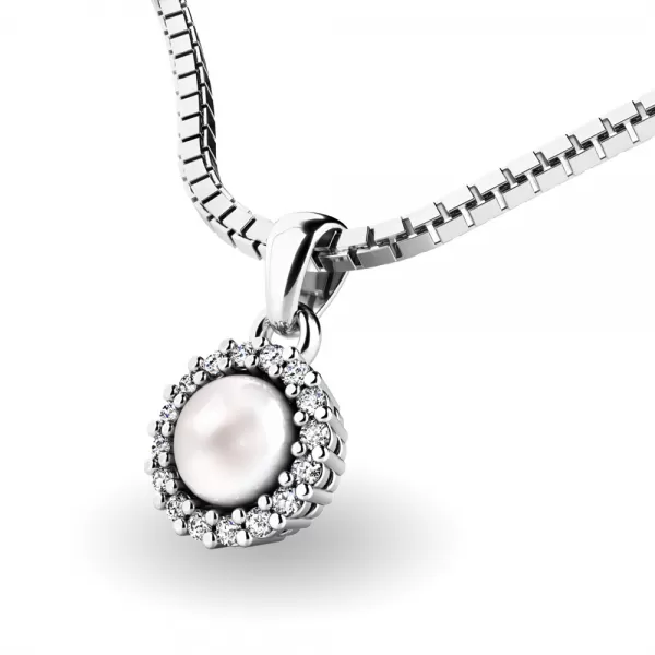 Perlový přívěsek s diamantem 10931-B-FW-DIA