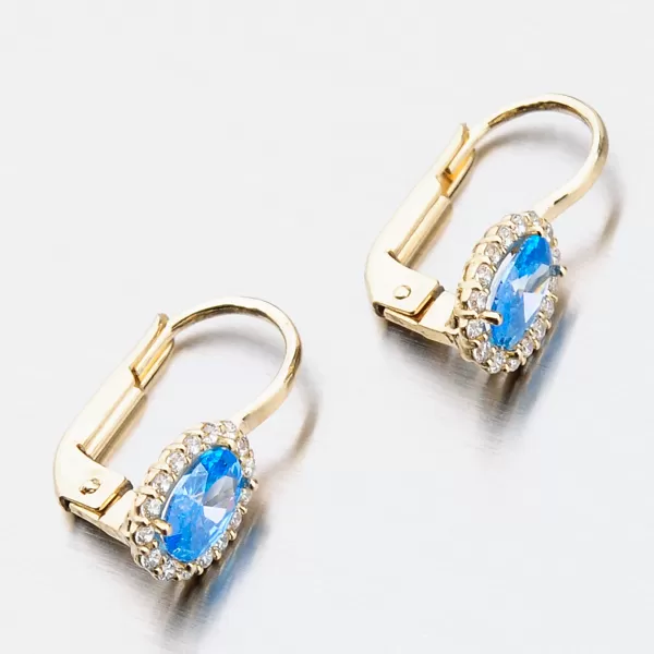 Zlaté náušnice s akvamarínem 12-528