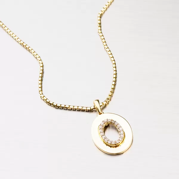 Zlatý přívěsek se zirkony 43-21663