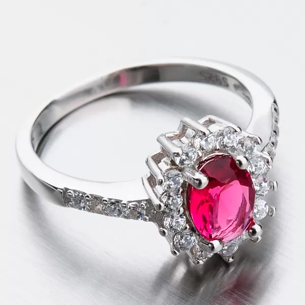 Stříbrný prsten s rubínem a zirkony GST-11266