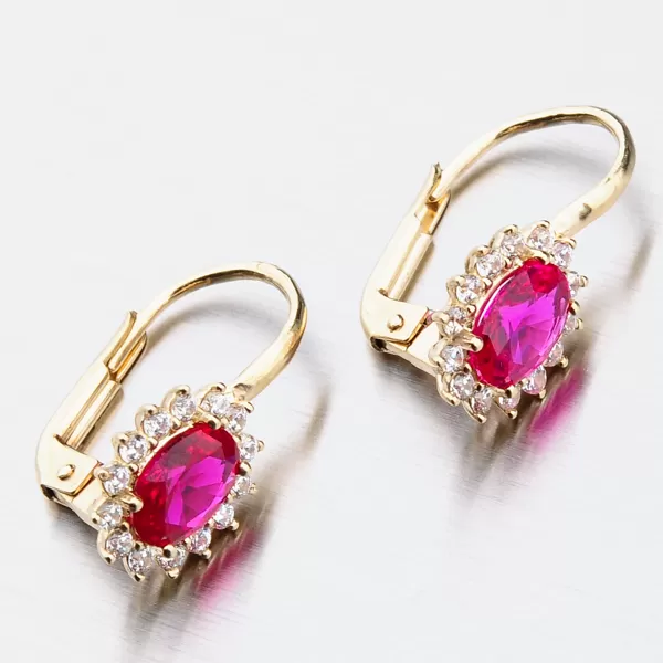 Zlaté náušnice s rubínem 12-529