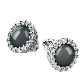 Dámské náušnice bílé zlato 585 přírodní diamant černá perla a brilianty 10930-B-DIA-FW-Black