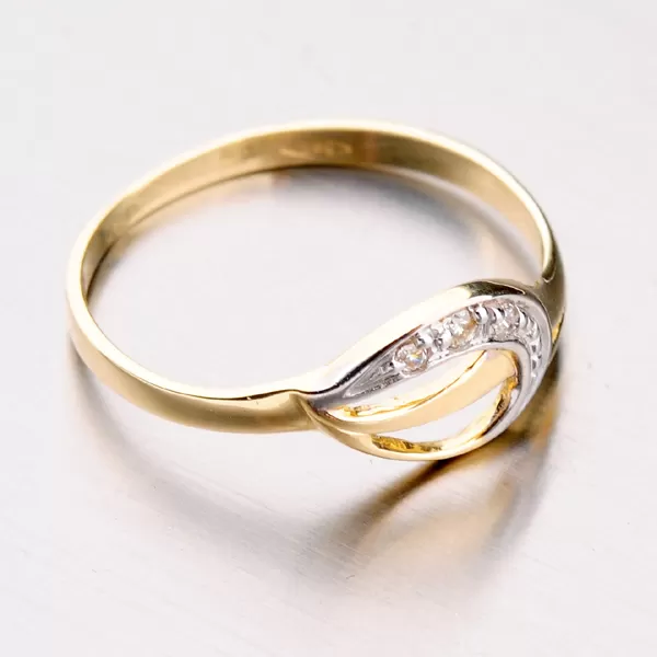 Zlatý prsten se zirkony 41-NF163