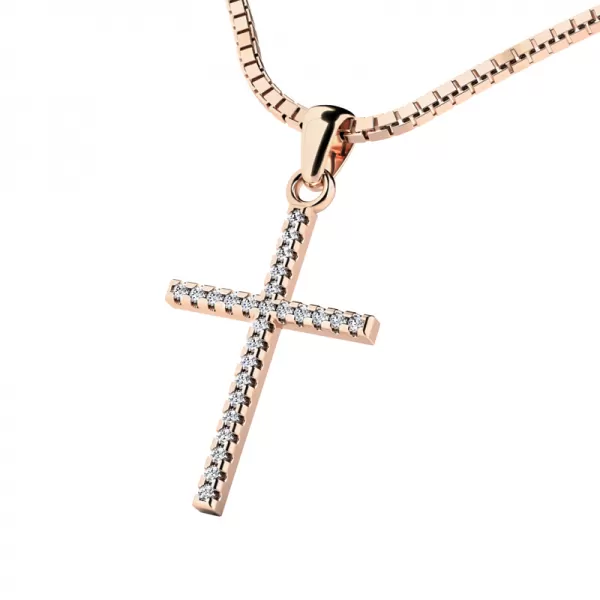 Zlatý kříž s diamantem 10946-CV-DIA