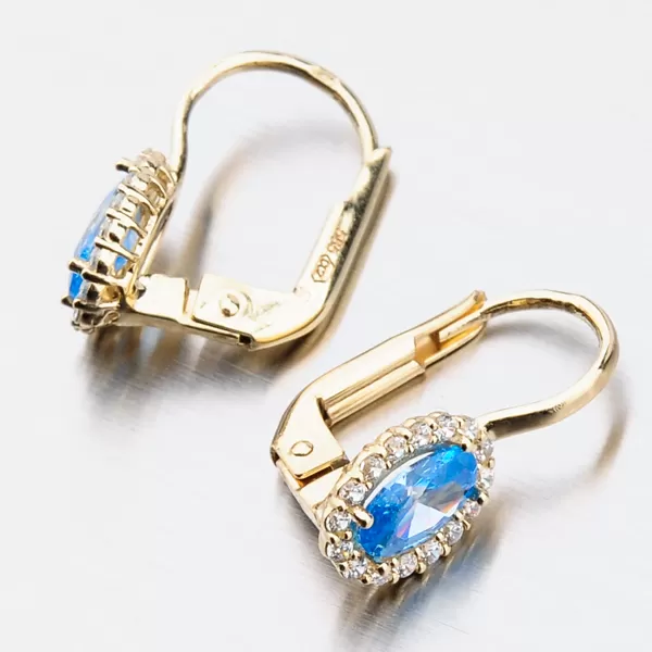 Zlaté náušnice s akvamarínem 12-528