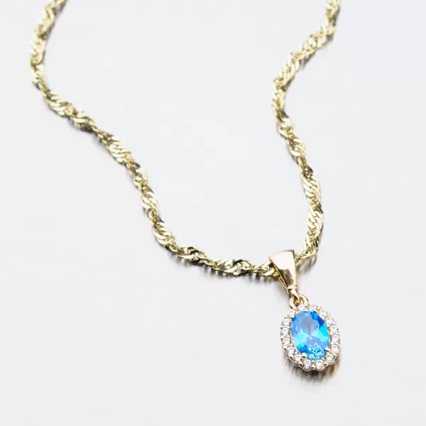 Zlatý přívěsek s akvamarínem 13-342