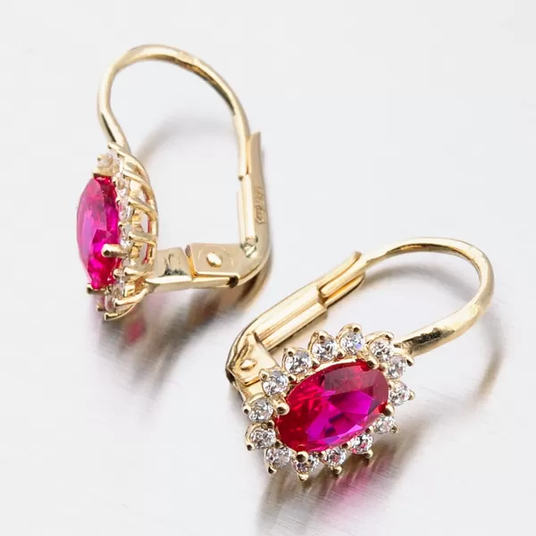 Zlaté náušnice s rubínem 12-529