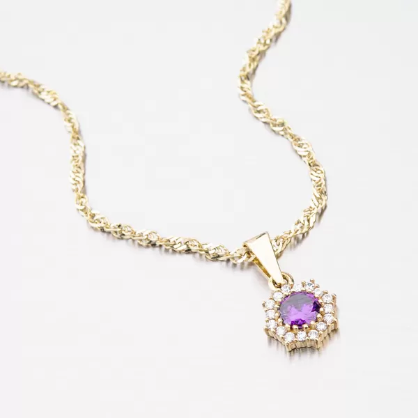 Zlatý přívěsek s fialovým zirkonem 352P-130086-05