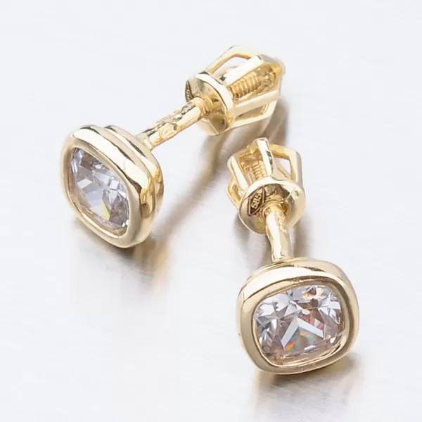 Pecky v žlutém zlatě s hranatým zirkonem 52GZ-8029Z-SR