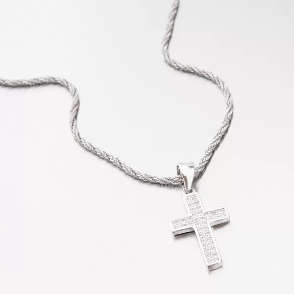 Stříbrný křížek se zirkony HST-13236