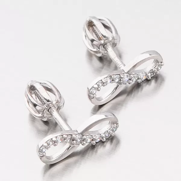 Zlaté náušnice pecky nekonečno v bílém zlatě 52GZ-60149B-SR