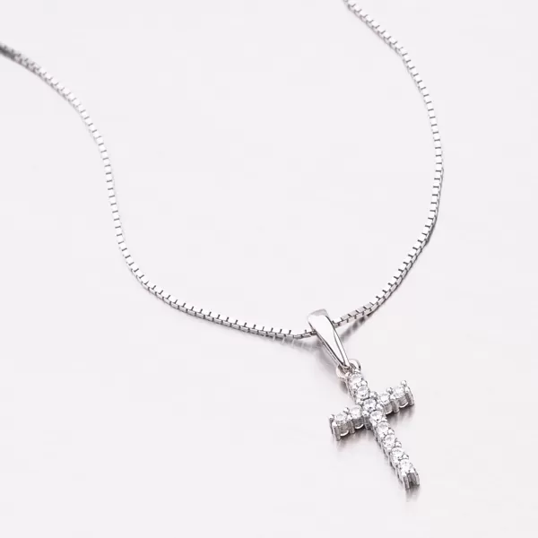 Zlatý kříž se zirkony z obou stran 53DZ-60100B-ZIR