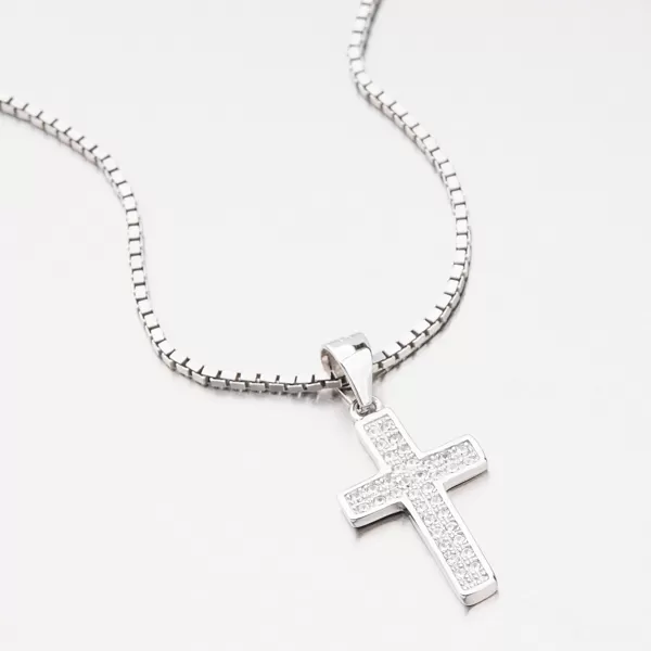 Stříbrný křížek se zirkony HST-13236