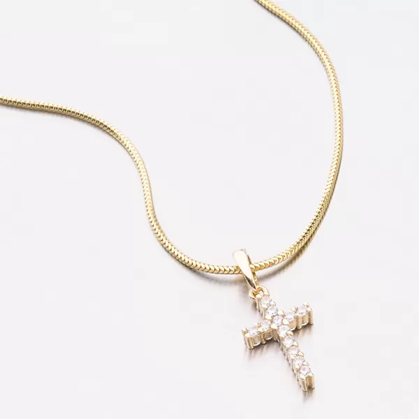 Zlatý kříž se zirkony z obou stran 53DZ-60100Z-ZIR