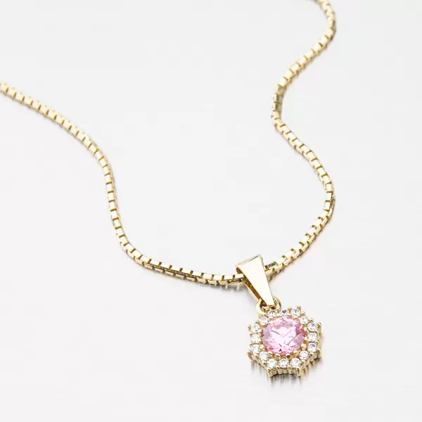 Zlatý přívěsek s růžovým zirkonem 352P-130086-08