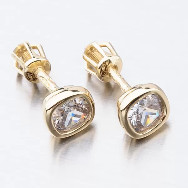 Pecky v žlutém zlatě s hranatým zirkonem 52GZ-8029Z-SR