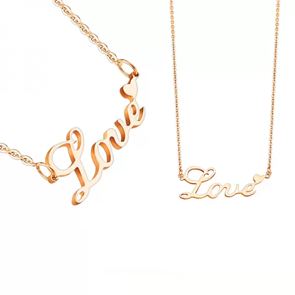 Zlacený náhrdelník s nápisem love SSPMHBJ-156636-RD