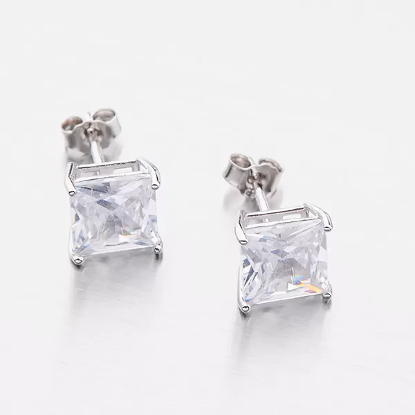 Stříbrné pecky s hranatým zirkonem E1801102-1905-SLX