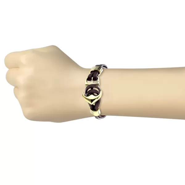 Kožený pánský náramek s kotvou SBLHBJ-140924N-2