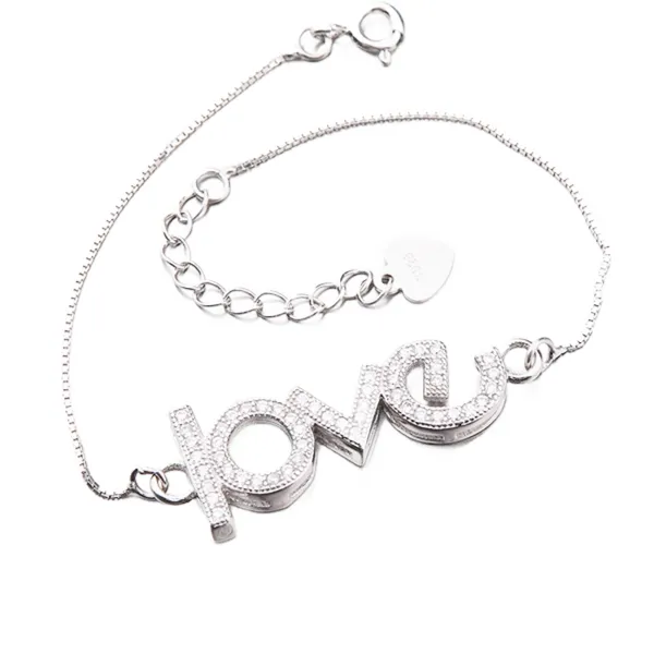 Dámský náramek stříbro 925 zirkon nápisem love B1503879-2252-SLX