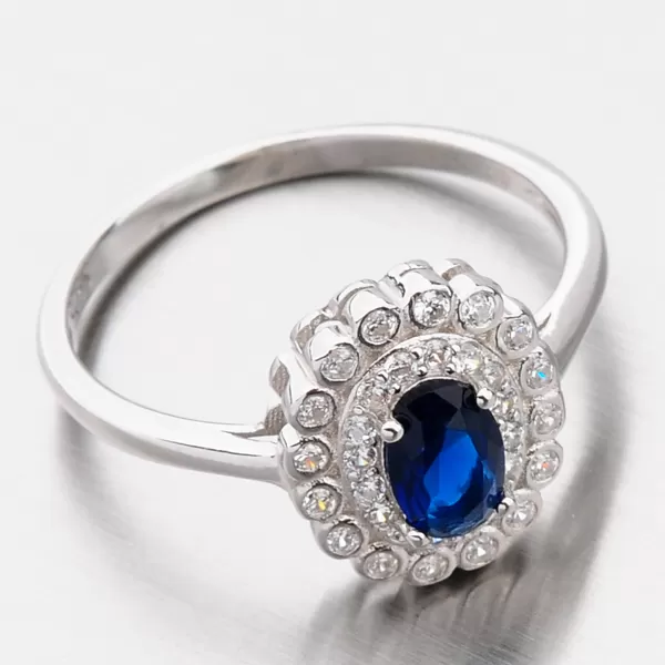 Stříbrný prsten se safírem GST-11237