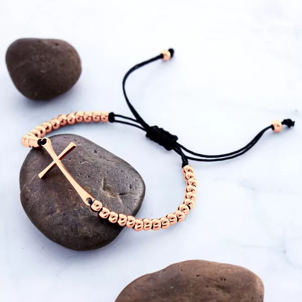 Ocelový náramek s křížem MNCBR14-612-C