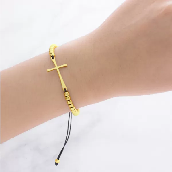 Ocelový náramek s křížem MNCBR14-612-B