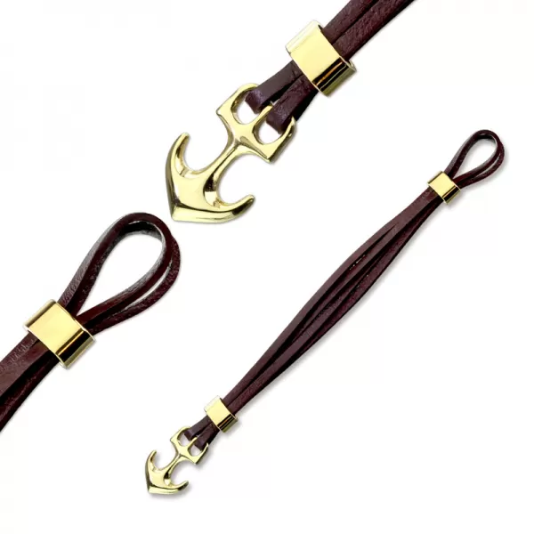 Kožený pánský náramek s kotvou SBLHBJ-140924N-2