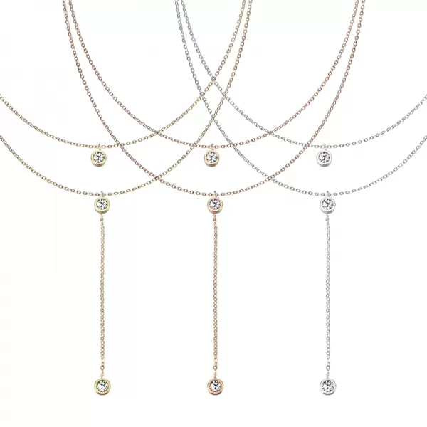 Ocelový náhrdelník se zirkony SNPHBJ-151527-GD