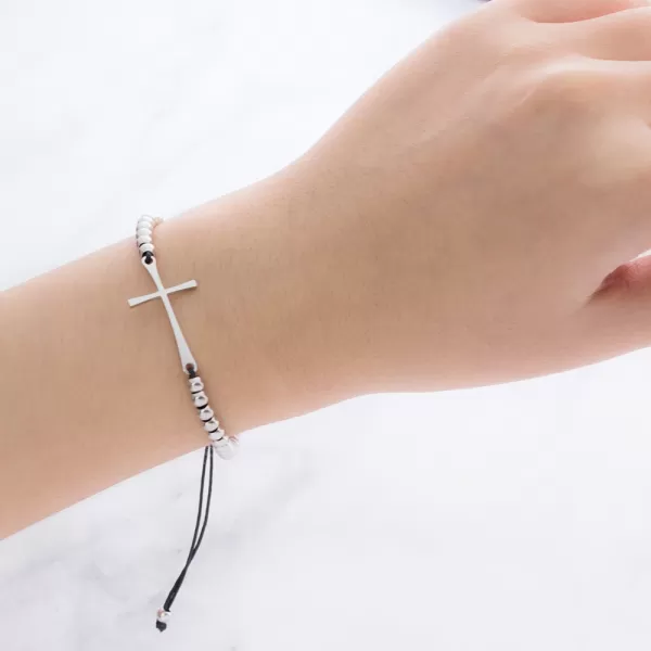 Ocelový náramek s křížem MNCBR14-612-A