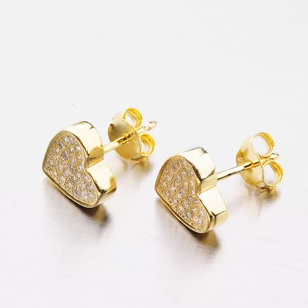 Dámské náušnice stříbro 925 zirkon zlacené ve tvaru srdce E-S1803482-1905-SLX