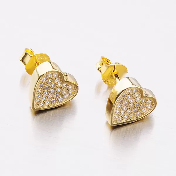 Dámské náušnice stříbro 925 zirkon zlacené ve tvaru srdce E-S1803482-1905-SLX