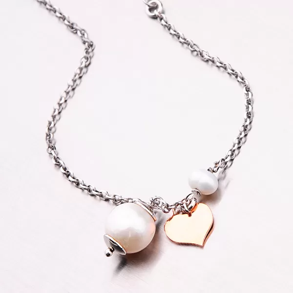 Náramek s perlami a srdcem 92003043-66-SLX