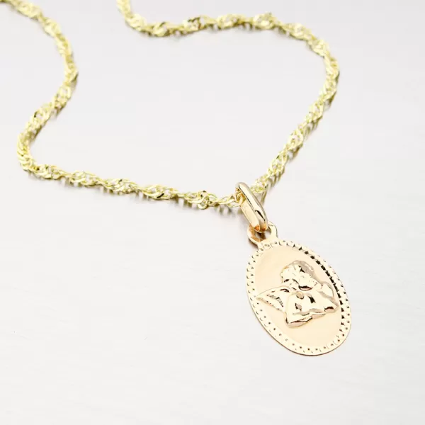 Zlatý medailonek s andílkem 13-383
